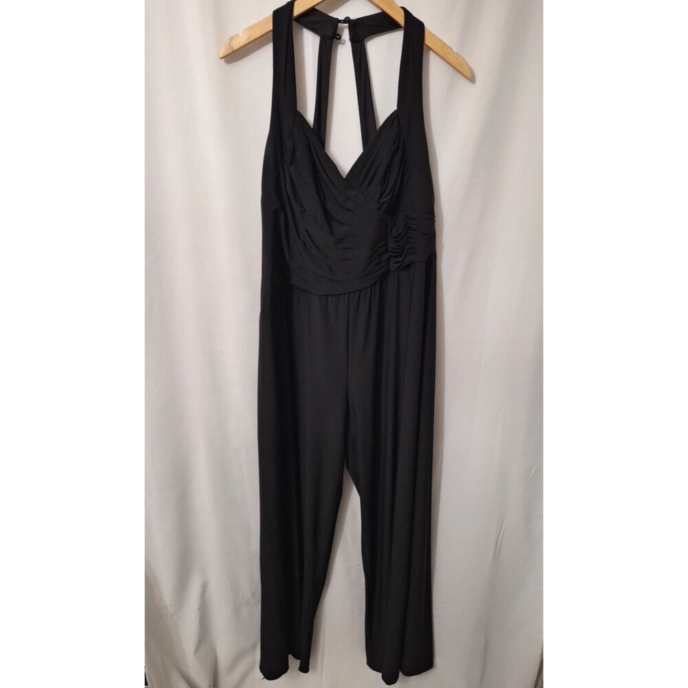 Azazie Womens Black Knit Formal Jumpsuit Plus Sz 1X Pull On C Cup Wedding Party